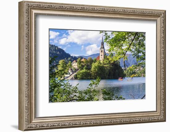 Assumption of Mary Church on an island at Lake Bled, Gorenjska, Balkan Peninsula, Carniola, Sloveni-Miva Stock-Framed Photographic Print