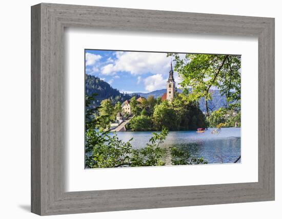 Assumption of Mary Church on an island at Lake Bled, Gorenjska, Balkan Peninsula, Carniola, Sloveni-Miva Stock-Framed Photographic Print