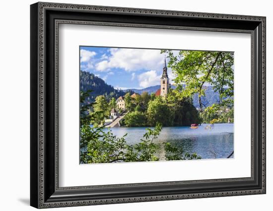 Assumption of Mary Church on an island at Lake Bled, Gorenjska, Balkan Peninsula, Carniola, Sloveni-Miva Stock-Framed Photographic Print