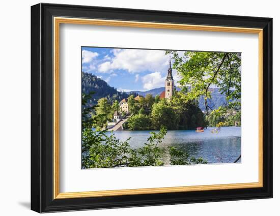 Assumption of Mary Church on an island at Lake Bled, Gorenjska, Balkan Peninsula, Carniola, Sloveni-Miva Stock-Framed Photographic Print