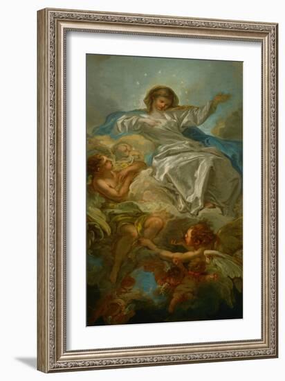 Assumption of the Virgin, Sketch for the Altarpiece in St. Sulpice, Paris-Francois Boucher-Framed Giclee Print
