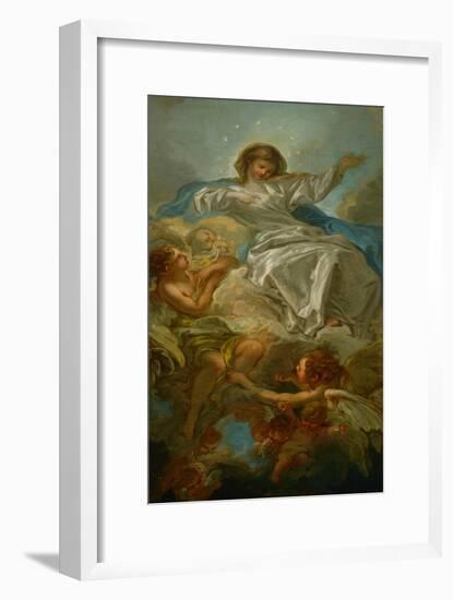 Assumption of the Virgin, Sketch for the Altarpiece in St. Sulpice, Paris-Francois Boucher-Framed Giclee Print
