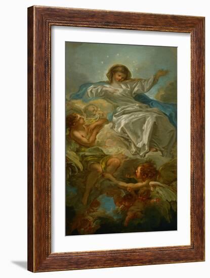 Assumption of the Virgin, Sketch for the Altarpiece in St. Sulpice, Paris-Francois Boucher-Framed Giclee Print