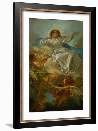 Assumption of the Virgin, Sketch for the Altarpiece in St. Sulpice, Paris-Francois Boucher-Framed Giclee Print