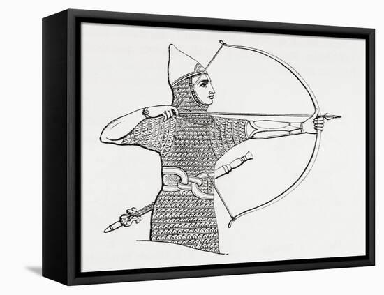 Assyrian Archer Wearing a Cuirass, from the Imperial Bible Dictionary, Published 1889-null-Framed Premier Image Canvas