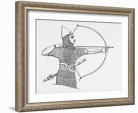 Assyrian Archer Wearing a Cuirass, from the Imperial Bible Dictionary, Published 1889-null-Framed Giclee Print