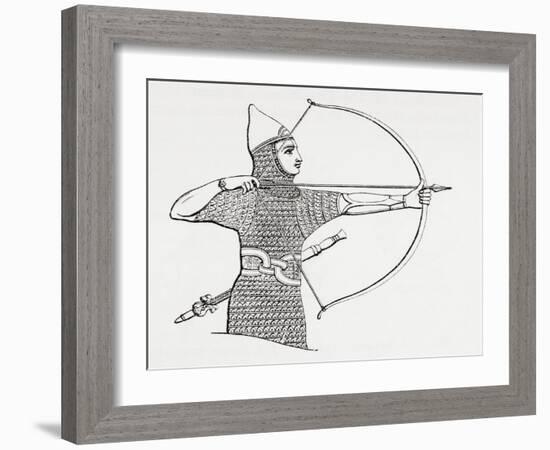 Assyrian Archer Wearing a Cuirass, from the Imperial Bible Dictionary, Published 1889-null-Framed Giclee Print