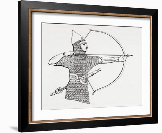 Assyrian Archer Wearing a Cuirass, from the Imperial Bible Dictionary, Published 1889-null-Framed Giclee Print