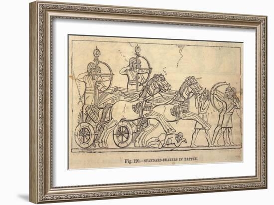 Assyrian Battle Scene with Standard Bearers-Layard's Nineveh-Framed Art Print