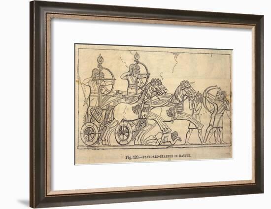 Assyrian Battle Scene with Standard Bearers-Layard's Nineveh-Framed Art Print