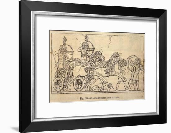 Assyrian Battle Scene with Standard Bearers-Layard's Nineveh-Framed Art Print