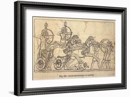 Assyrian Battle Scene with Standard Bearers-Layard's Nineveh-Framed Art Print