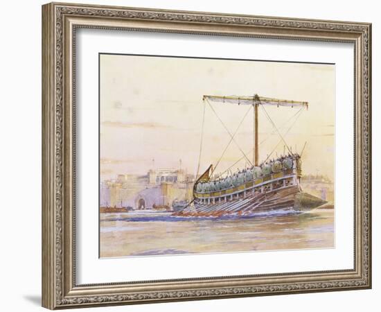 Assyrian Galley, Watercolour Reconstruction, Late 19th - Early 20th Century-Albert Sebille-Framed Giclee Print