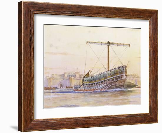 Assyrian Galley, Watercolour Reconstruction, Late 19th - Early 20th Century-Albert Sebille-Framed Giclee Print