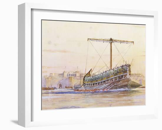 Assyrian Galley, Watercolour Reconstruction, Late 19th - Early 20th Century-Albert Sebille-Framed Giclee Print