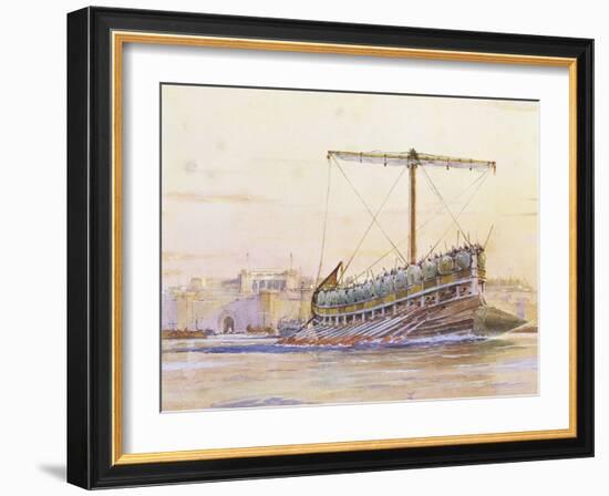 Assyrian Galley, Watercolour Reconstruction, Late 19th - Early 20th Century-Albert Sebille-Framed Giclee Print