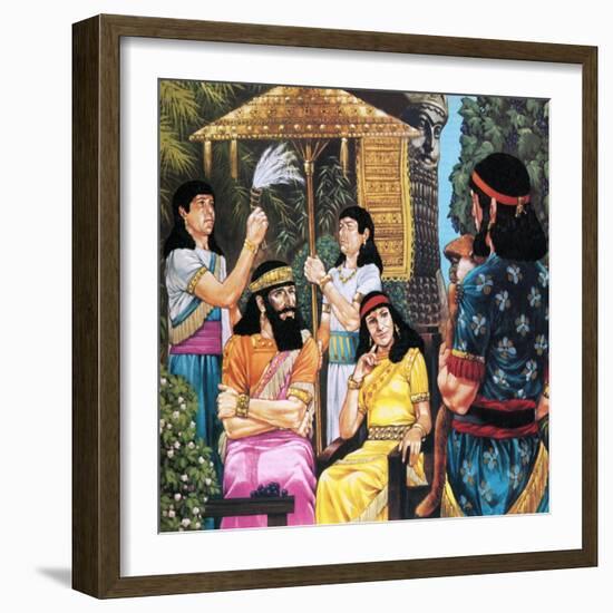 Assyrian King and Queen Receiving a Monkey-Richard Hook-Framed Giclee Print