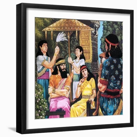 Assyrian King and Queen Receiving a Monkey-Richard Hook-Framed Giclee Print