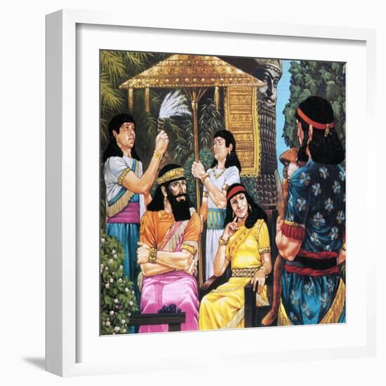 Assyrian King and Queen Receiving a Monkey-Richard Hook-Framed Giclee Print