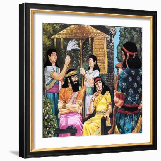 Assyrian King and Queen Receiving a Monkey-Richard Hook-Framed Giclee Print