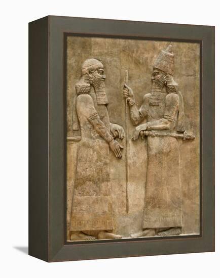Assyrian Low-Relief of Sargon II and Dignitary-null-Framed Premier Image Canvas