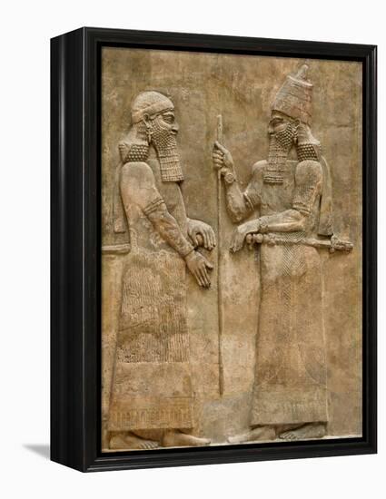 Assyrian Low-Relief of Sargon II and Dignitary-null-Framed Premier Image Canvas
