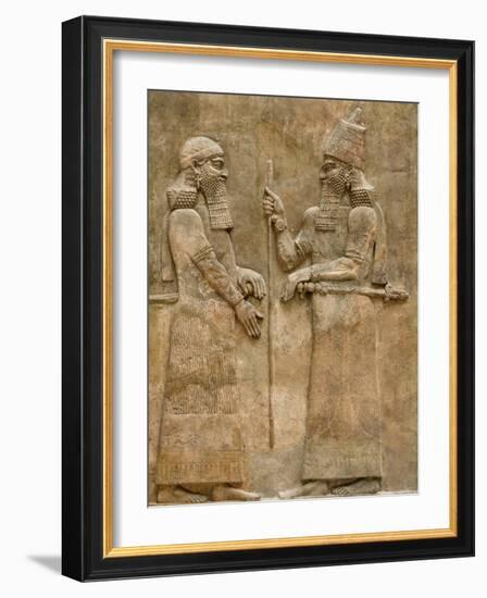 Assyrian Low-Relief of Sargon II and Dignitary-null-Framed Photographic Print