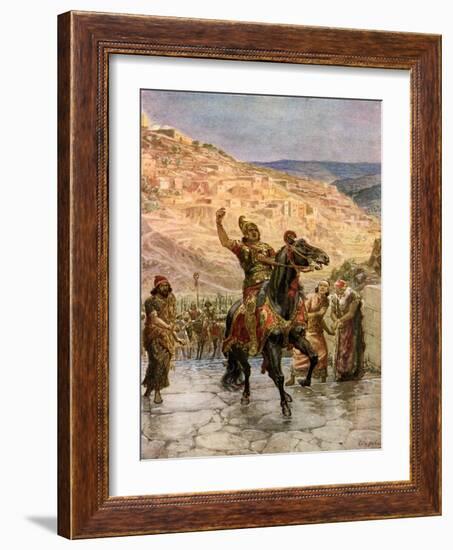 Assyrian Rabshakeh demands surrender of Jerusalem - Bible-William Brassey Hole-Framed Giclee Print