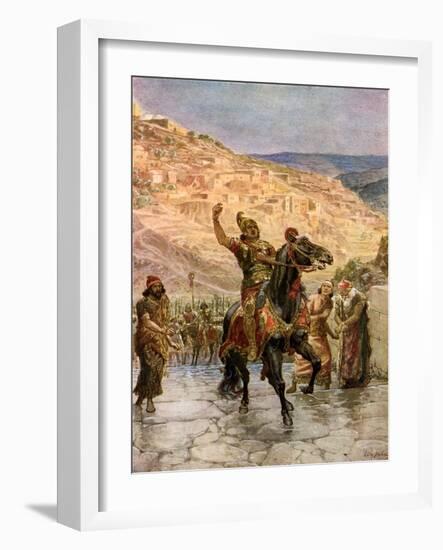 Assyrian Rabshakeh demands surrender of Jerusalem - Bible-William Brassey Hole-Framed Giclee Print