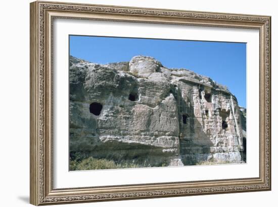 Assyrian Rock Reliefs Pitted by Chr Hermit Caves, Bavian, Iraq, 1977-Vivienne Sharp-Framed Photographic Print