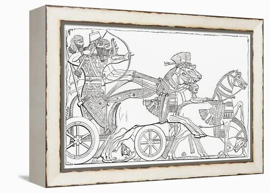 Assyrian War Chariot, from the Imperial Bible Dictionary-null-Framed Premier Image Canvas