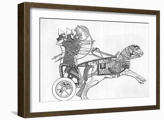 Assyrian Warriors in Chariot; Bow/Arrow-null-Framed Giclee Print