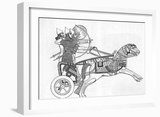 Assyrian Warriors in Chariot; Bow/Arrow-null-Framed Giclee Print