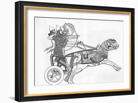 Assyrian Warriors in Chariot; Bow/Arrow-null-Framed Giclee Print