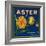 Aster Brand Citrus Crate Label - San Bernardino, CA-Lantern Press-Framed Art Print