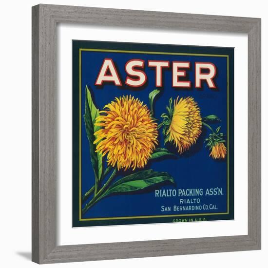 Aster Brand Citrus Crate Label - San Bernardino, CA-Lantern Press-Framed Art Print