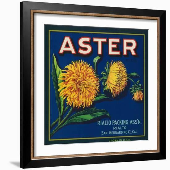 Aster Brand Citrus Crate Label - San Bernardino, CA-Lantern Press-Framed Art Print