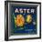 Aster Brand Citrus Crate Label - San Bernardino, CA-Lantern Press-Framed Art Print