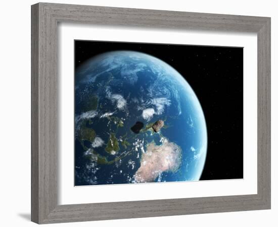 Asteroid Approaching Earth, Artwork-null-Framed Photographic Print