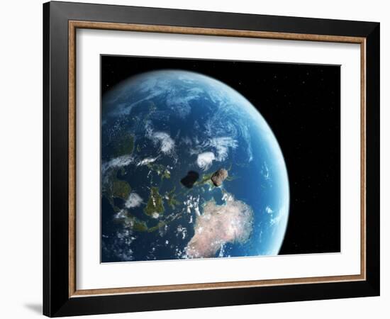 Asteroid Approaching Earth, Artwork-null-Framed Photographic Print