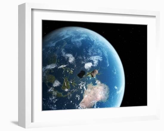 Asteroid Approaching Earth, Artwork-null-Framed Photographic Print