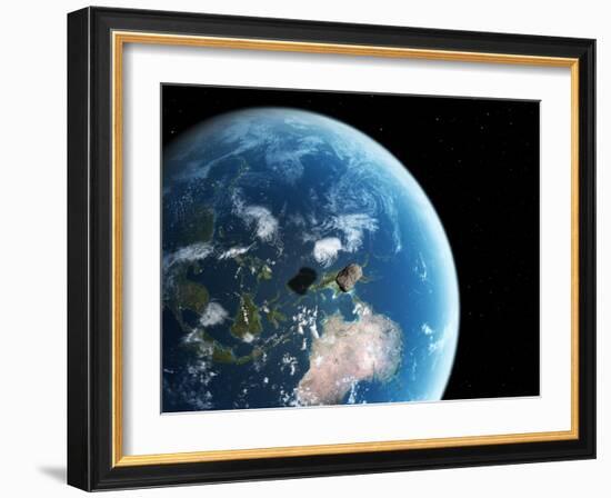 Asteroid Approaching Earth, Artwork-null-Framed Photographic Print