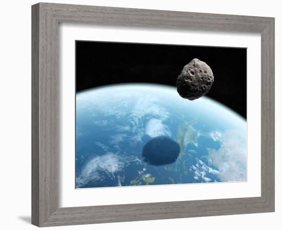 Asteroid Approaching Earth, Artwork-null-Framed Photographic Print