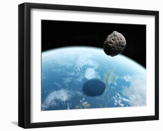 Asteroid Approaching Earth, Artwork-null-Framed Photographic Print