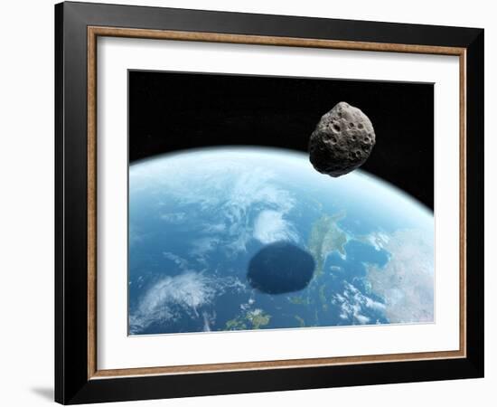 Asteroid Approaching Earth, Artwork-null-Framed Photographic Print