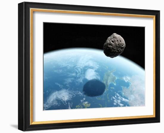 Asteroid Approaching Earth, Artwork-null-Framed Photographic Print