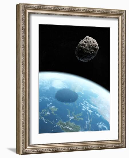 Asteroid Approaching Earth, Artwork-null-Framed Photographic Print