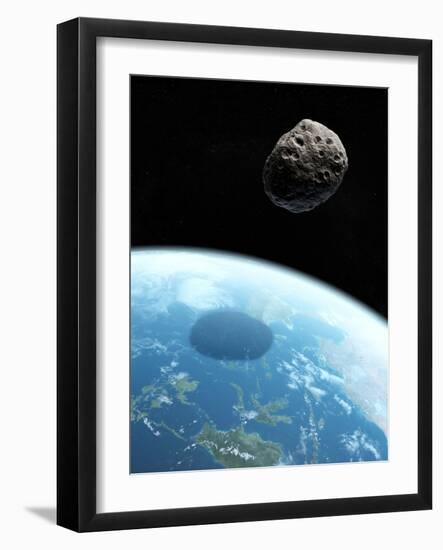 Asteroid Approaching Earth, Artwork-null-Framed Photographic Print