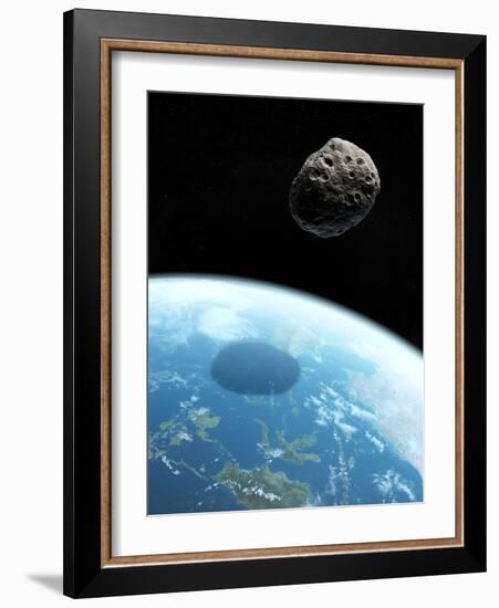 Asteroid Approaching Earth, Artwork-null-Framed Photographic Print