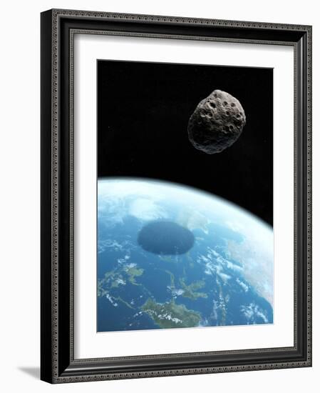 Asteroid Approaching Earth, Artwork-null-Framed Photographic Print